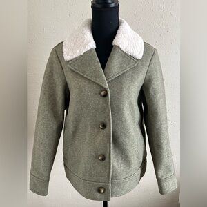 Old Navy Olive Pea Coat with White Collar